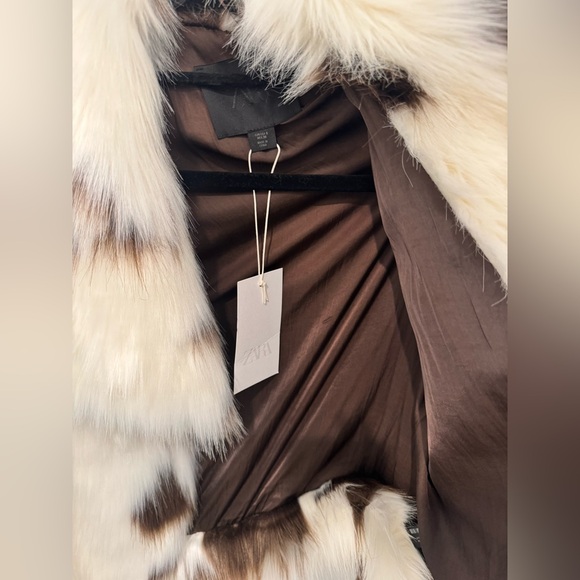 ZARA ZW COLLECTION FAUX FUR JACKET LIMITED EDITION ANIMAL COW PRINT SIZE S NWT - Picture 15 of 15